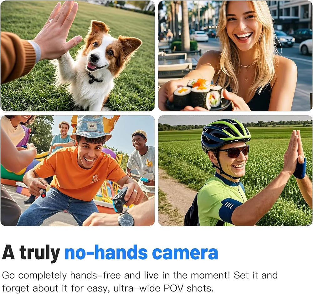 4K HD Mini Pet Collar Camera Wide Angle Lens 1080P FHD Portable Dog Cat Neck Camera Vlog Sport Action Body Wifi Video Recording