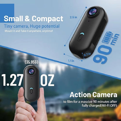 4K HD Mini Pet Collar Camera Wide Angle Lens 1080P FHD Portable Dog Cat Neck Camera Vlog Sport Action Body Wifi Video Recording
