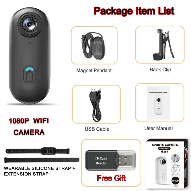 4K HD Mini Pet Collar Camera Wide Angle Lens 1080P FHD Portable Dog Cat Neck Camera Vlog Sport Action Body Wifi Video Recording