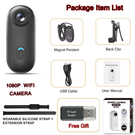 4K HD Mini Pet Collar Camera Wide Angle Lens 1080P FHD Portable Dog Cat Neck Camera Vlog Sport Action Body Wifi Video Recording